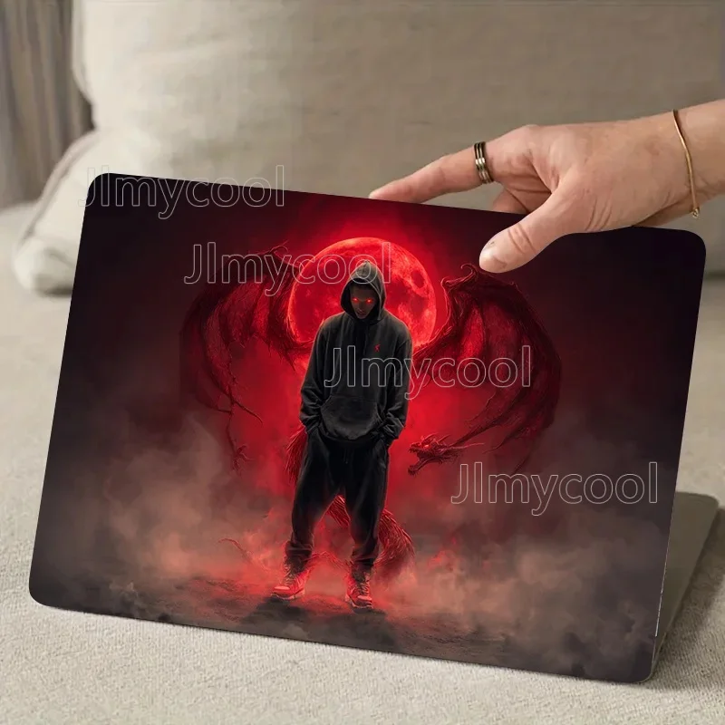 2 Pieces of Red Dragon Pattern PVC Laptop Sticker Beige Scratch-resistant DIY Art Case Suitable for HP Dell Lenovo Apple