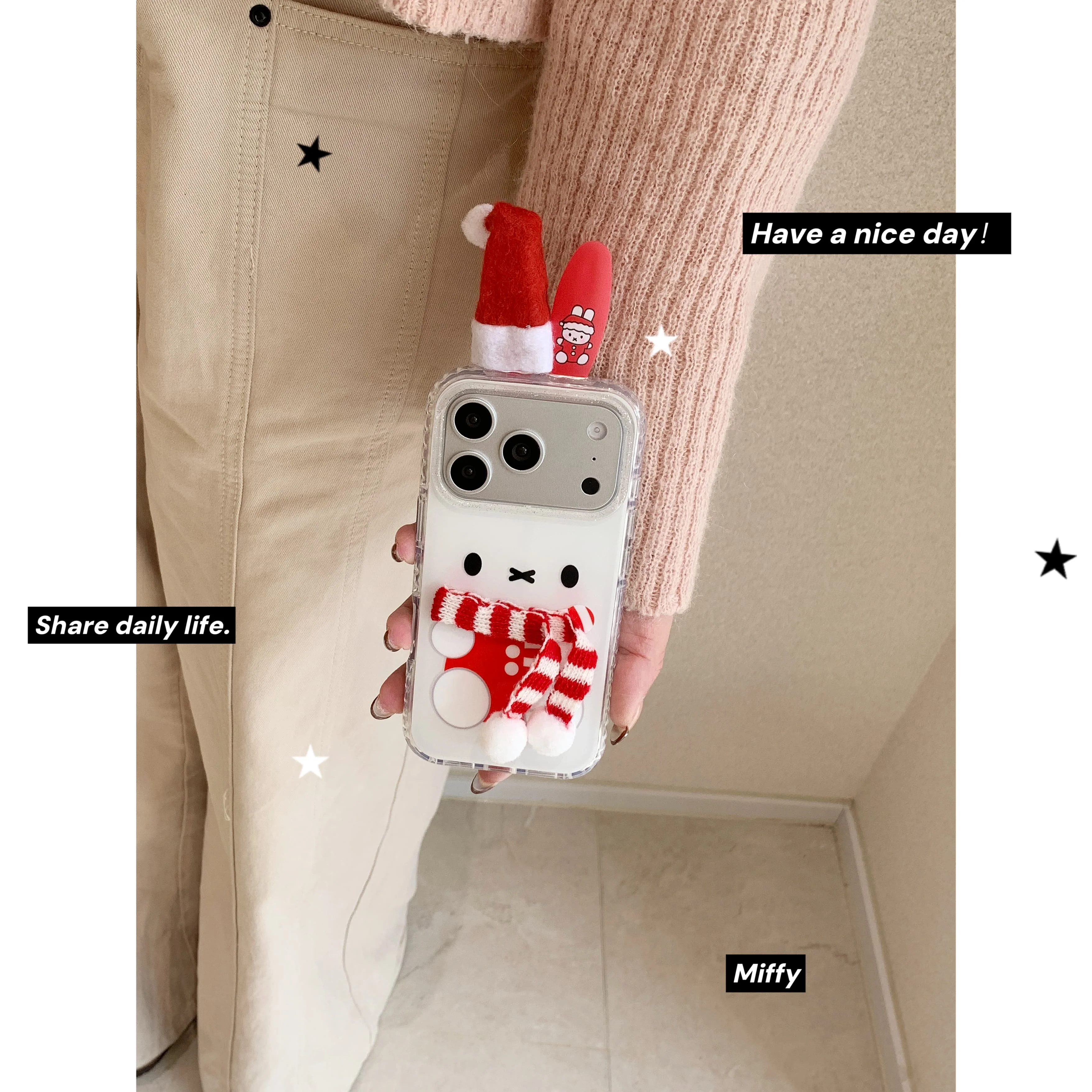 

Рождественский снеговик, лось, Санта-Клаус, стерео кроличьи уши, милый мультяшный чехол для телефона для iPhone 17, Air 16 Pro Max 15 14 13, чехол