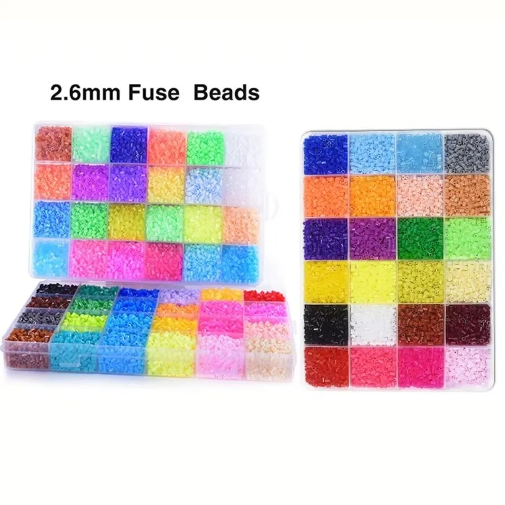 Kit de Miçangas Perler Hama de 2.6mm para Artesanato, Decoração DIY, Criação de Quebra-Cabeças 3D, Miçangas Hama Pequenas Premium em 24 Cores