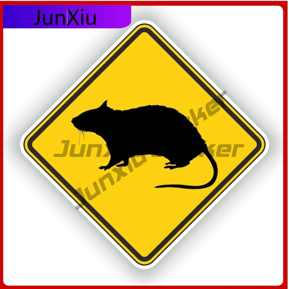

Rat Warning Square Yellow Emblem Stickers Waterproof Decals Camper Suv Van Bicycle Motorcycle Stickers Car Accessories Funny Ref
