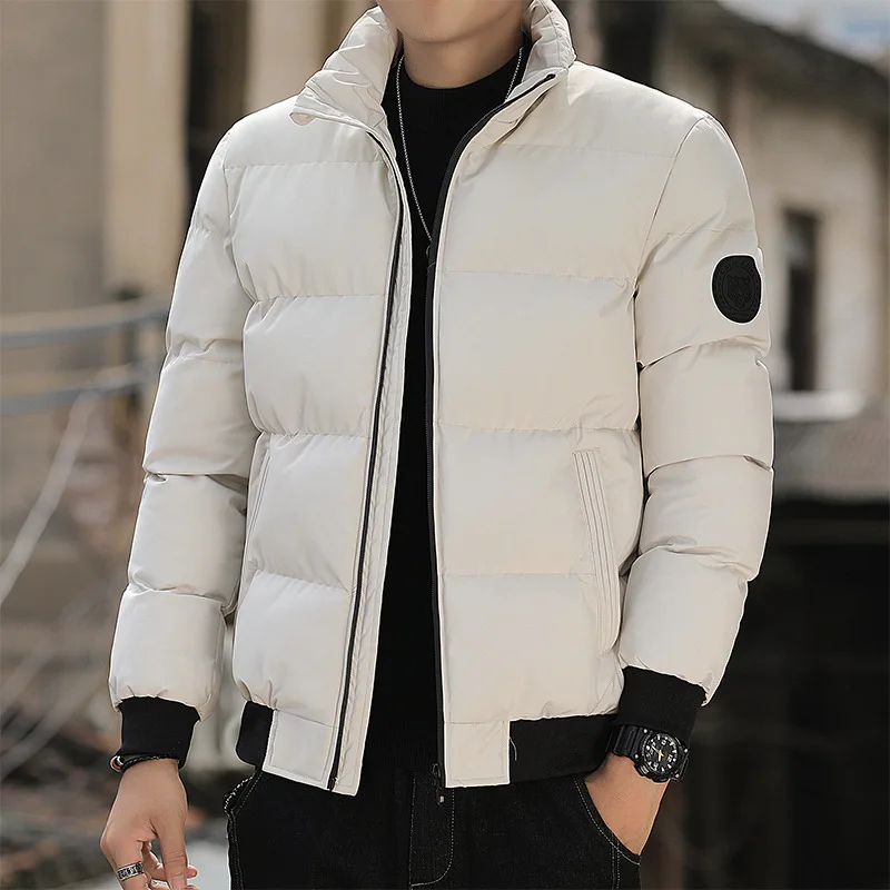 Winter Men Clothing Parka Zipper Cotton-padded Jacket Long Sleeve Warm Windproof Coat Casual Loose Korean Fashion Outerwear New