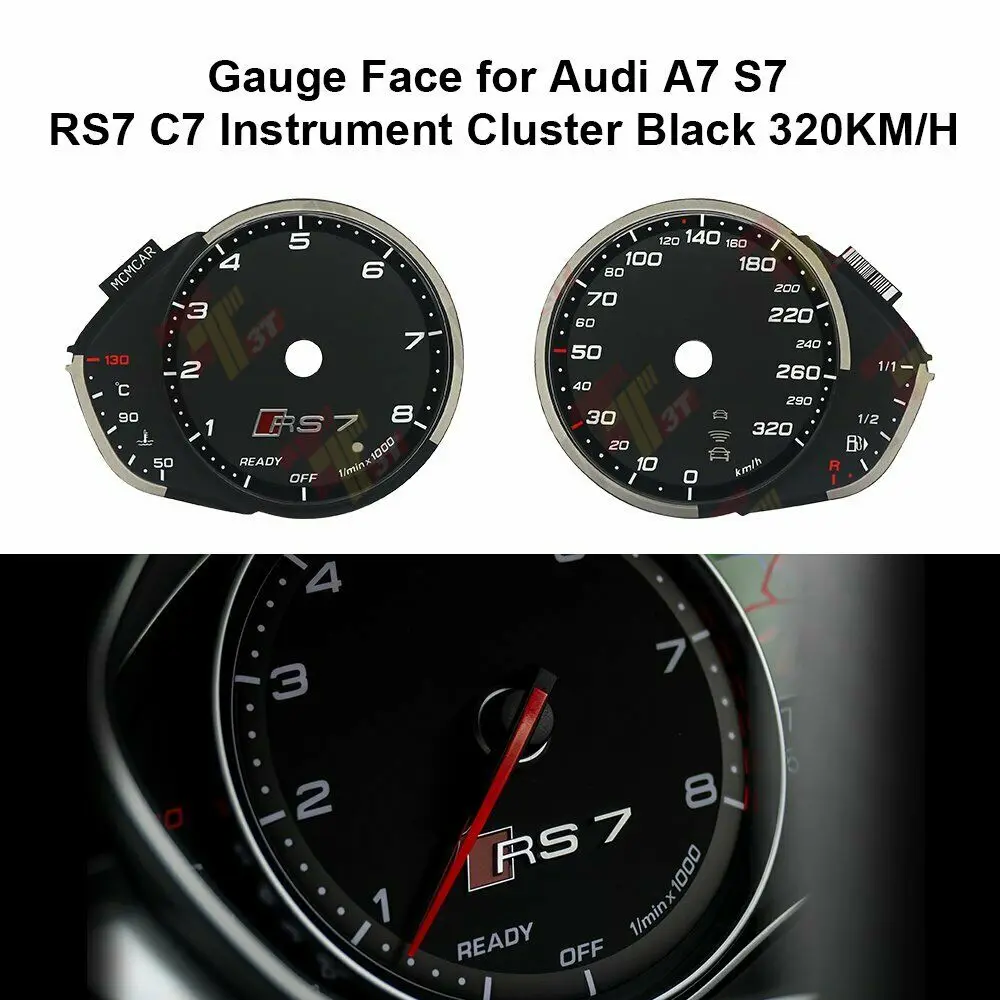 Instrument Cluster Gauge Face for Audi A7 S7 RS7 C7 Black Color 320KM/H