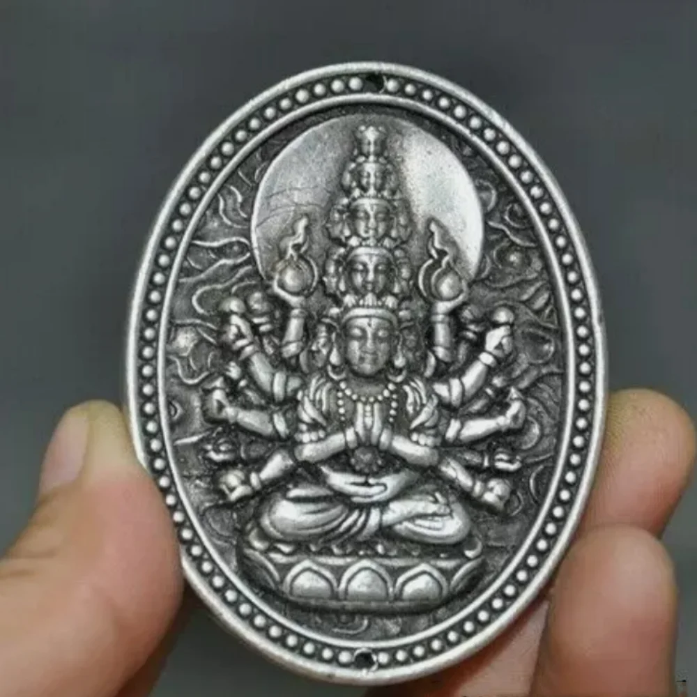 

Тибетское тибетское серебро 1000, Авалокитешвара Кван-инь Гуаньинь Будда Тханка