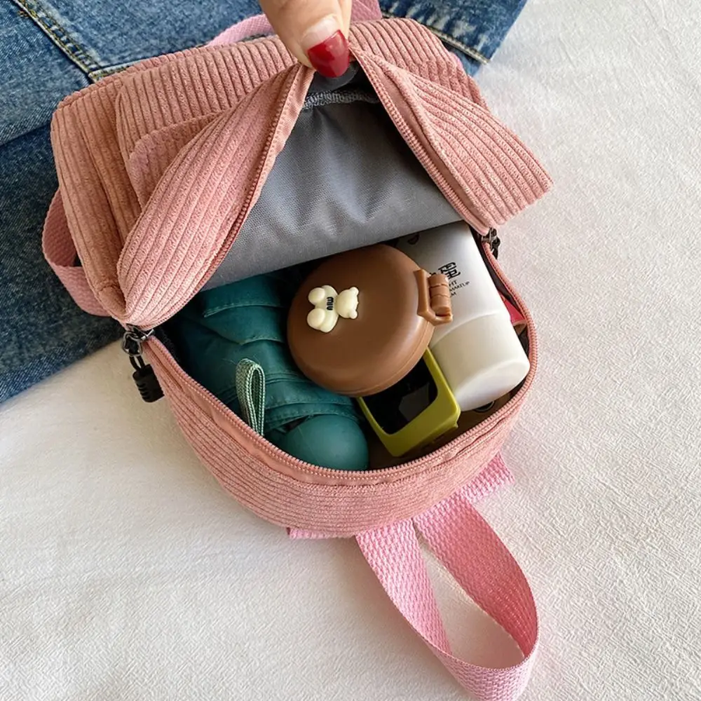 Portable Phone Bags Corduroy Backpack Korean Style Handbag Mini Shoulder Bags Rucksack Solid Color Women School Bags Women