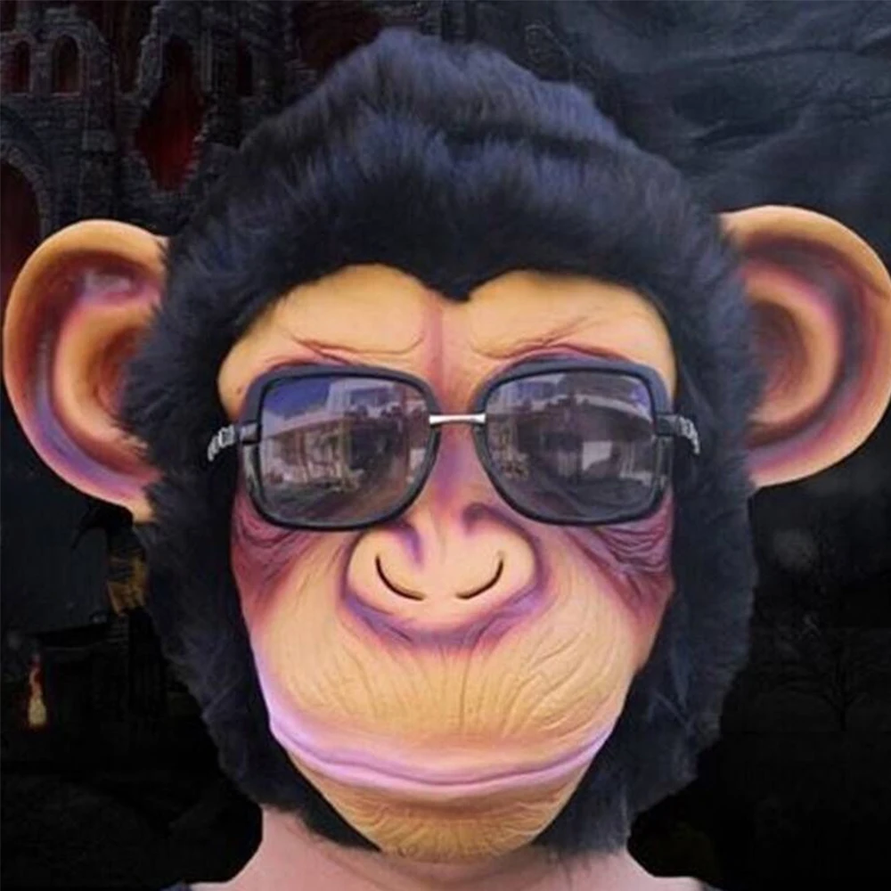 

Cute Gorilla Big Ears Monkey Mask Funny Animal Halloween Cosplay Party Full Face Mask Eco Friendly Latex Masquerade Collectible