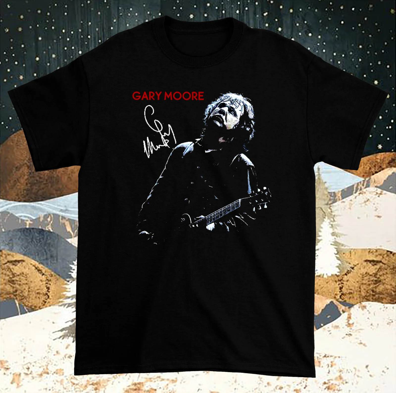 New Popular Gary Moore Black Signature Unisex Size T Shirt