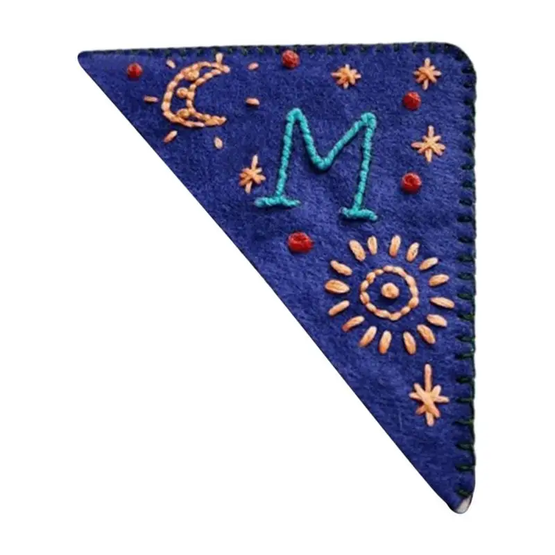 Embroidered Corner Bookmark Hand Stitched Embroidered Triangle Page Marker Hand Stitched Corner Moon Bookmark For Women Men Kids