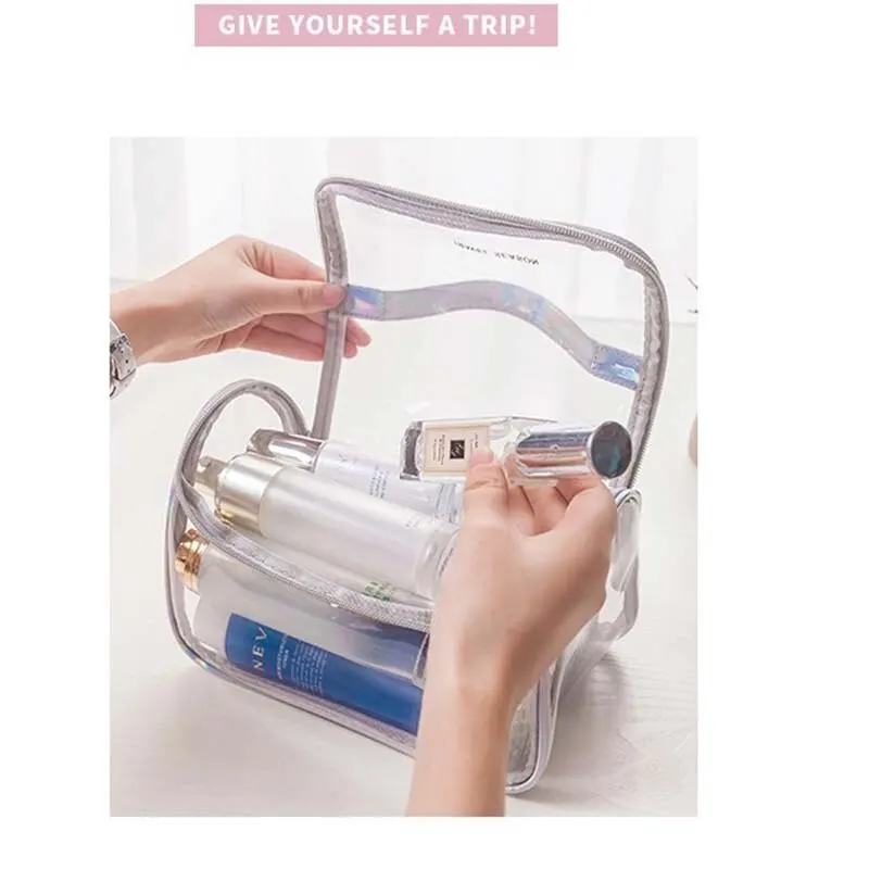 Travel Waterproof Transparent Cosmetic Bag Pvc Toiletry Bag Multifunctional Large Capacity Portable Colorful Storage Bag