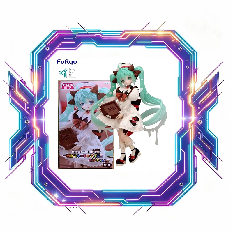Original Genuine Model FuRyu Trio-Try-iT 18cm Hatsune Miku x Tirol Chocolate Milk Figure Anime Figurine Collections Toys Gifts