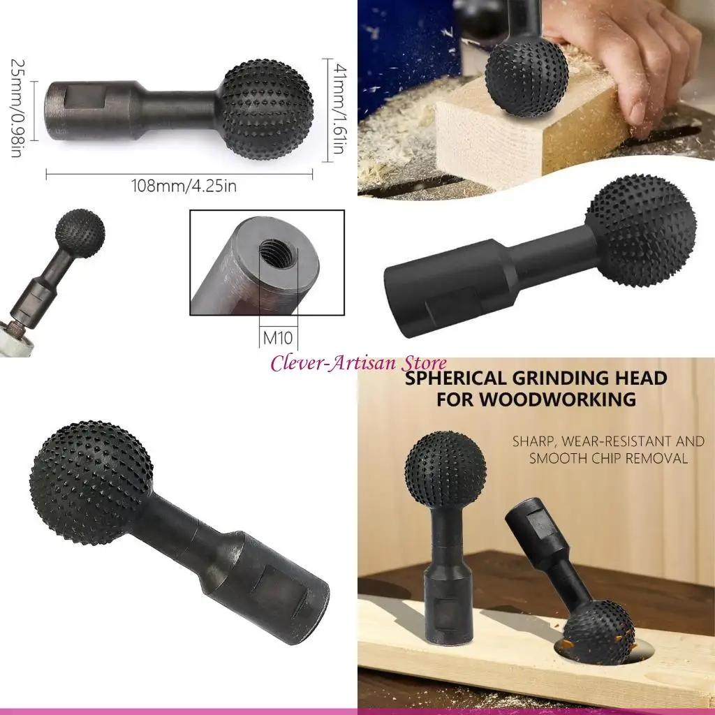 

E06B Spherical Carver Rotary Carving Burr with 10mm Attachment Round Gouge Grinding Head for Wood and Stone Craftsmanship
