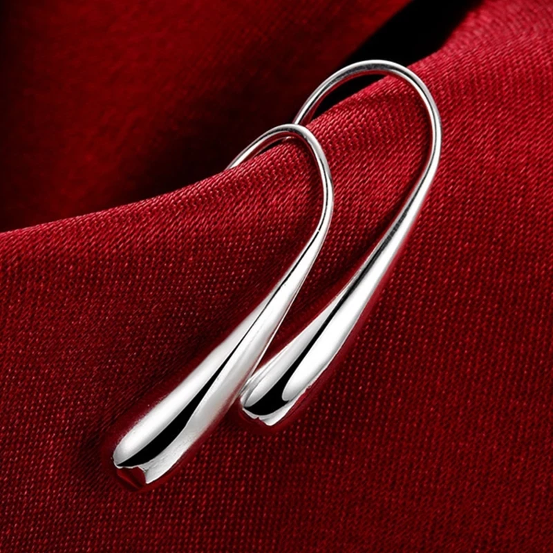 

Hot 925 Sterling Silver Earring Fashion Jewelry Teardrop Water Drop Raindrop Dangle Earrings Wedding Party Valentine Gifts