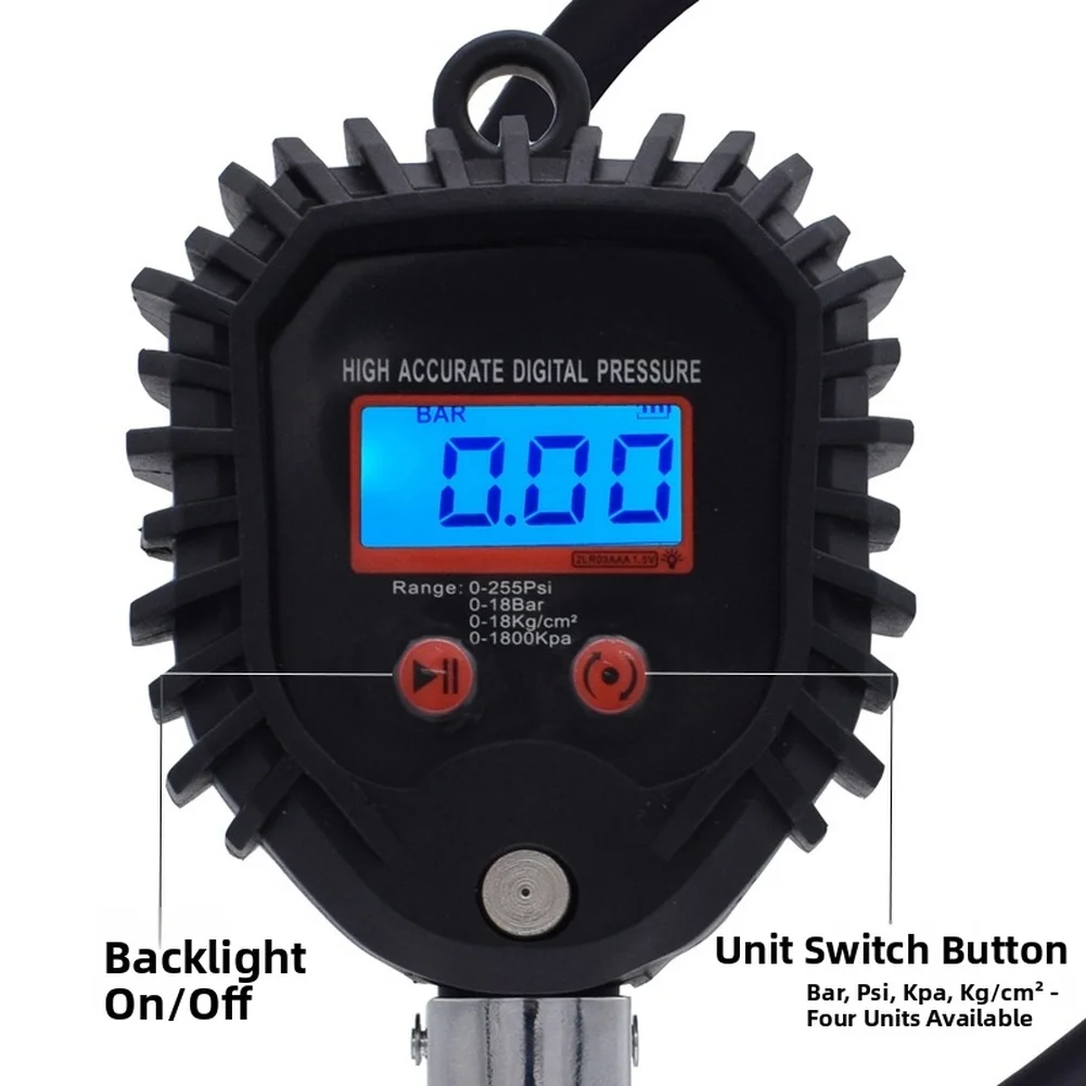 Tire Pressure Meter BW-001 Digital 0-255 PSI Range 18 BAR Multi Unit Support PSI BAR KPA KG CM2 for International Users