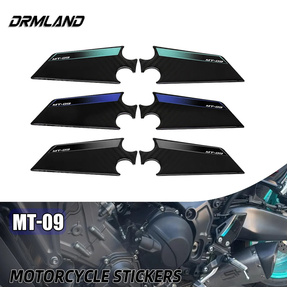 For YAMAHA MT 09 MT09 2024 Motorcycle Accessories 3D Epoxy Resin Sticker Decals Side Heel Protector Protection Stickers Pad