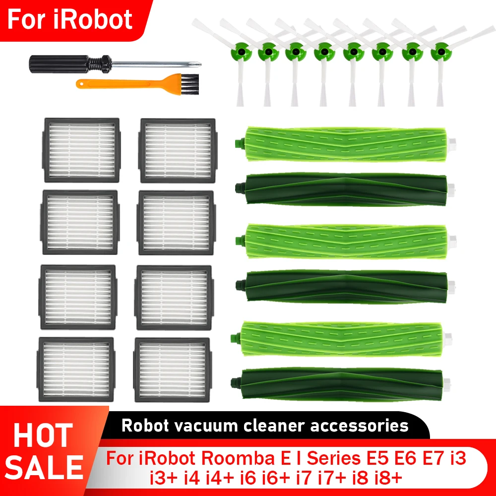 Reemplazo para iRobot Roomba E/I/J Series i3/i3+ i4/i4+ i6/i6+ i7/i7+ E5 E6 E7 piezas de filtro Hepa de Cepillo Lateral principal de goma al vacío