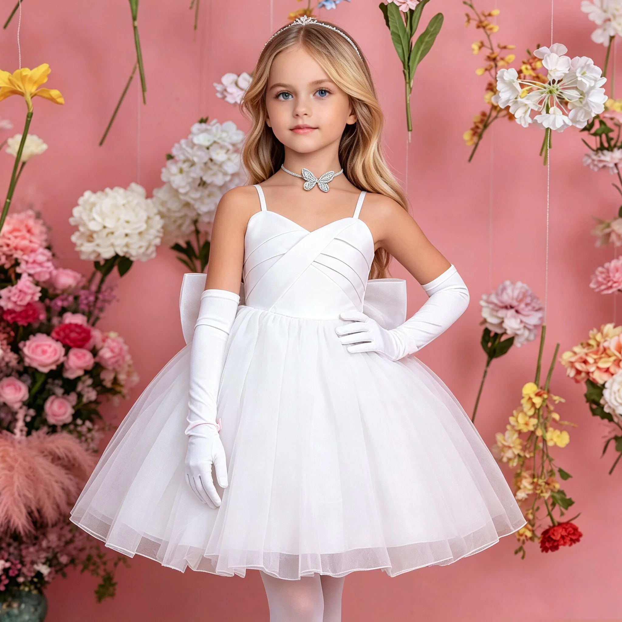 Elegant Fold Bridesmaids Party Girls Dress Formal Graduation Pageant Princess Evening Dress Girl Gala Wedding Birthday Prom Gown
