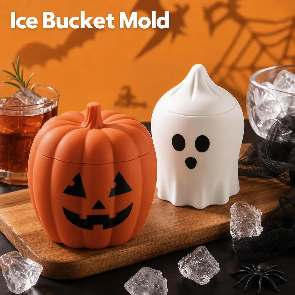 Summer silicone ice grid ice bucket upgraded version Halloween pumpkin ghost ice mold ice cup ice mold