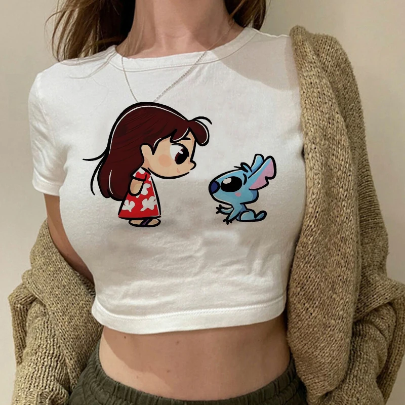 90s T Shirt Cropped Y2k Crop Top Shirt Disney Princess Women Harajuku Cute T-shirt Funny Tshirt Female Clothes Top Tee Shirt