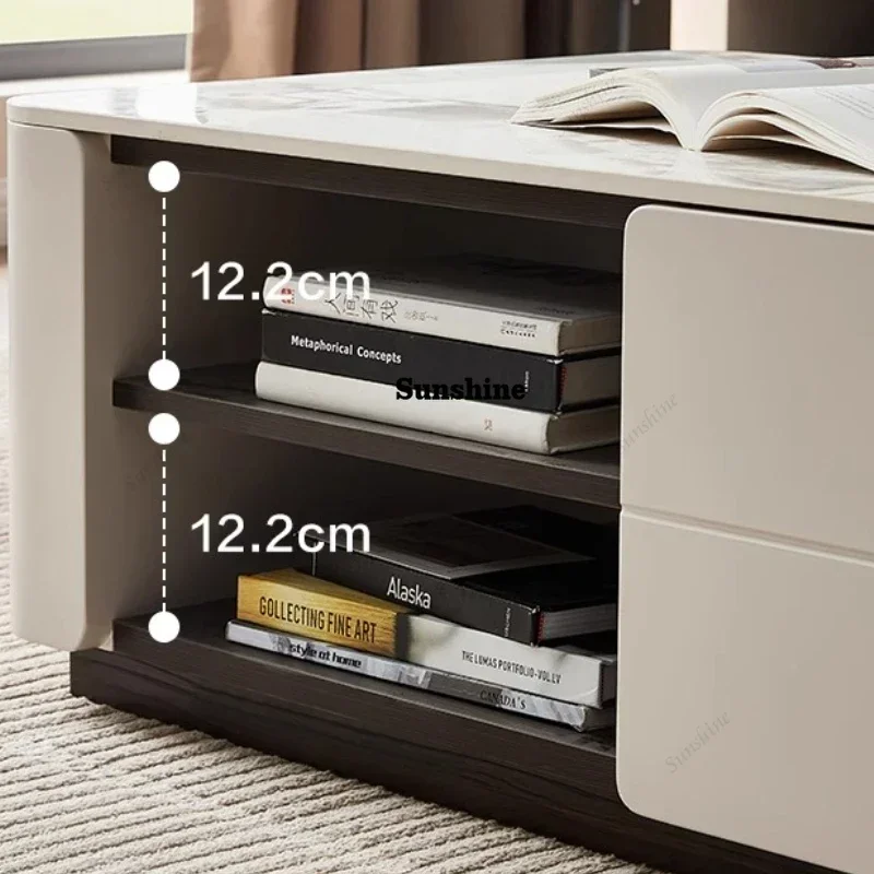

Simple Living Room Coffee Table Storage Cabinet Luxury High End Rock Board Coffee Table Transform Mesa Auxiliar Unique Furniture