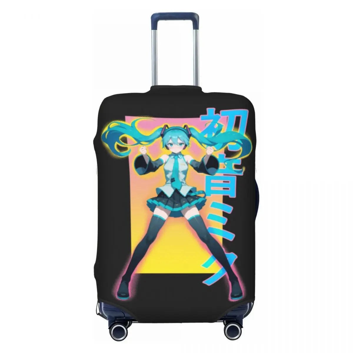 カスタム初音ミク-vocaloid-ロックアニメ荷物カバーファッションスーツケースプロテクターカバー-18-32-インチに適しています