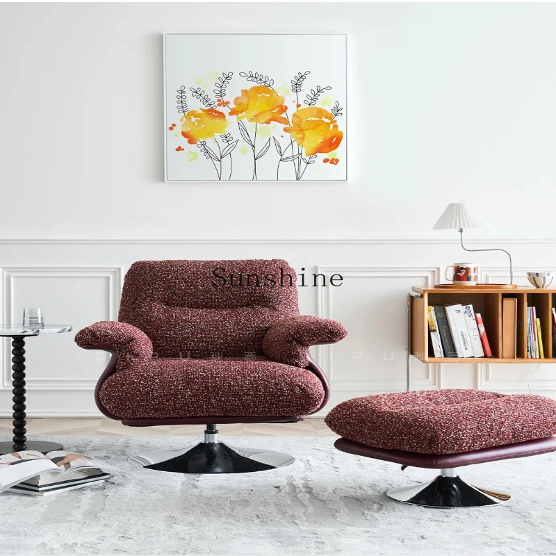 

Office cotton and linen single chair living room balcony lazy swivel chair