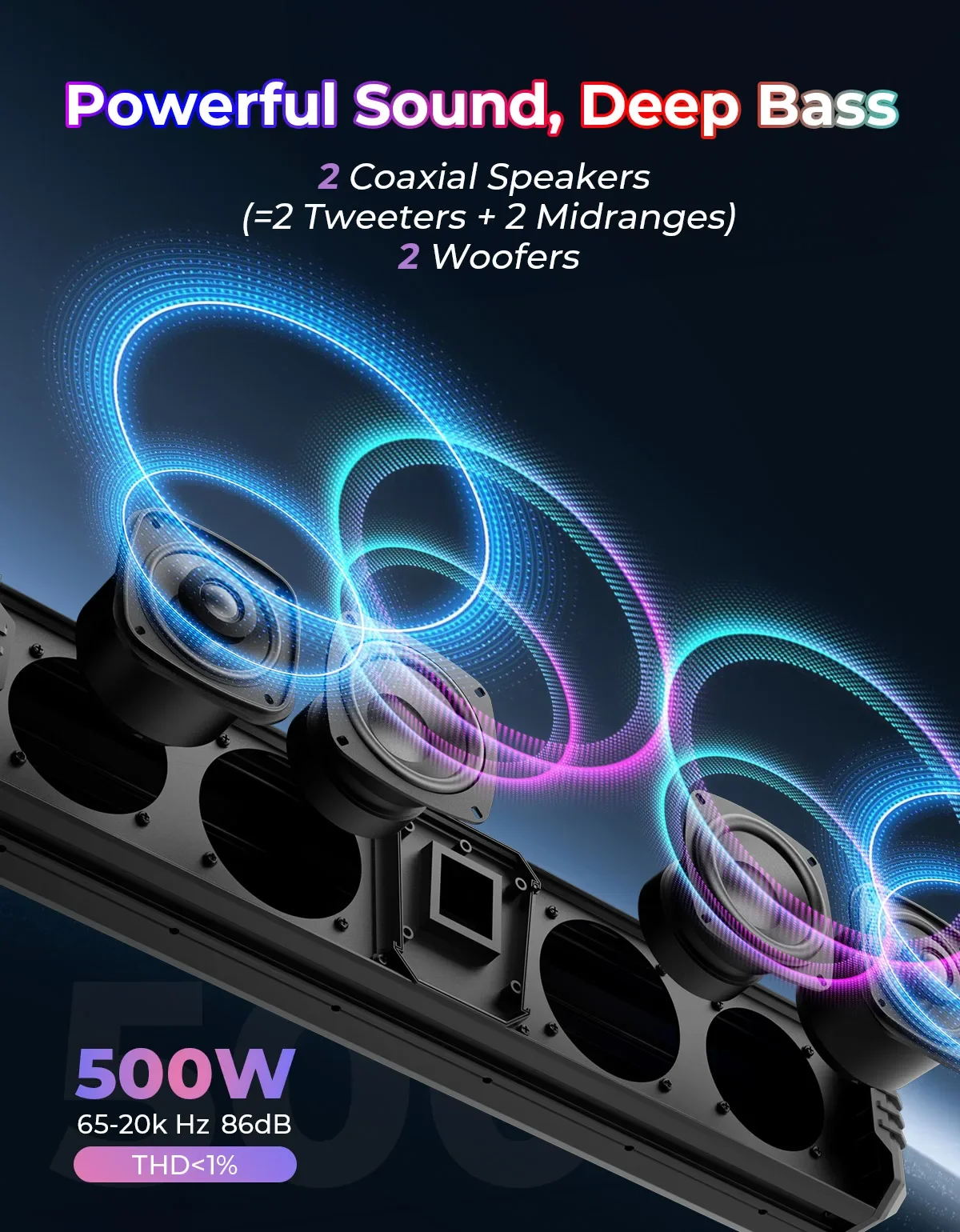 32in UTV Sound Bar IP65 مقاوم للماء ATV مكبر صوت بلوتوث مع RGB متوافق مع Polaris RZR لـ Can-Am يناسب قضبان دوارة 1-2in