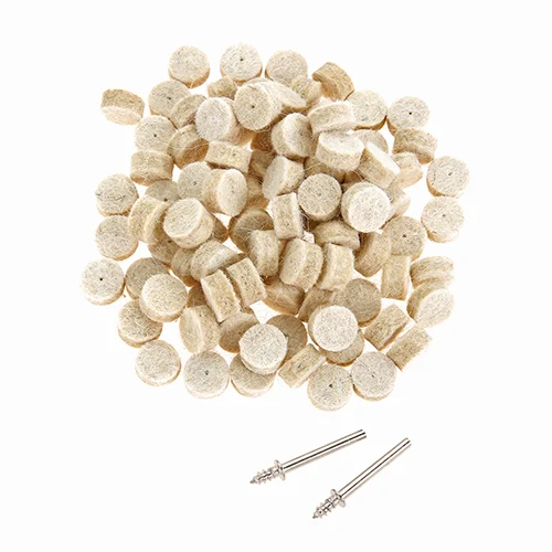 DRELD 100 Chiếc 13Mm Len Nỉ Đánh Bóng Buffing Pad 2Pc 3.2Mm Mandrels Phù Hợp Với Đánh Bóng Dremel Bánh Xe xay ĐỆM PHỒNG Dụng Cụ Xoay