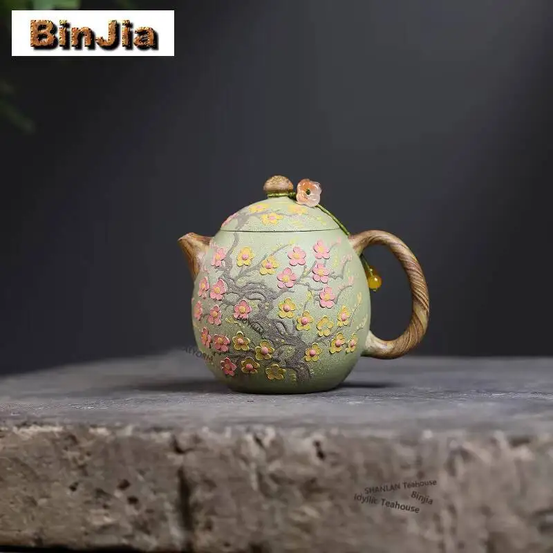200ml Traditional Yixing Purple Clay Teapots Handmade Dragon Egg Pot Raw Ore Bean Green Mud Kettle With Filter Zisha Tea Set