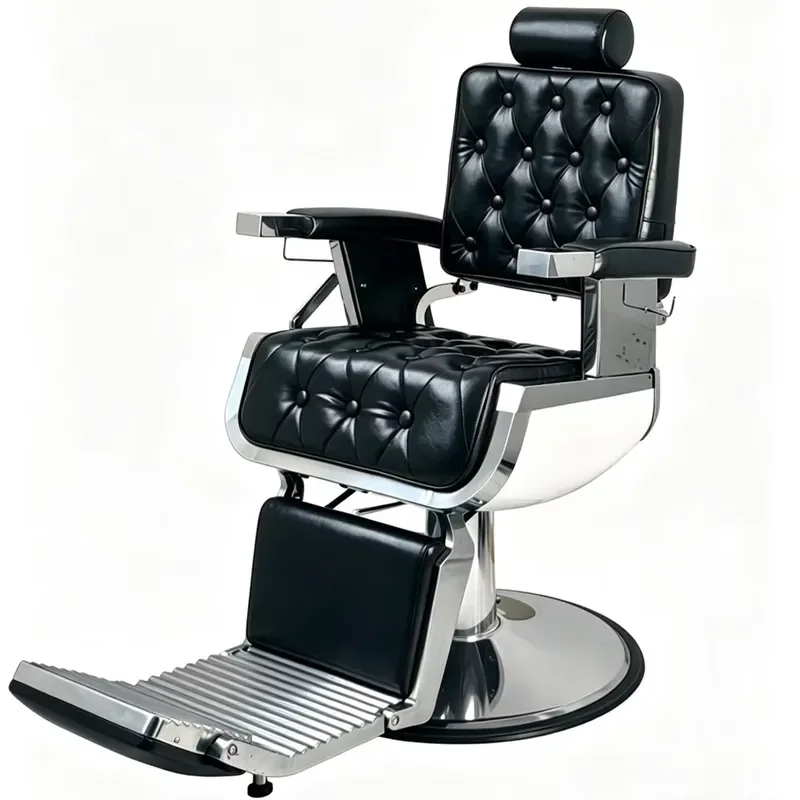 Modern Black Barber Chair Heavy Duty Professional Hydraulic Pump Stainless Steel 360 Degree Rotary Adjustable Hospital