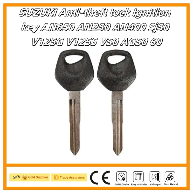 For Suzuki Anti-Theft Lock Ignition Key AN650 AN250 AN400 Sj50 V125G V125S V50 AG50 60 Blank Key Motorcycle Replace Uncut Keys