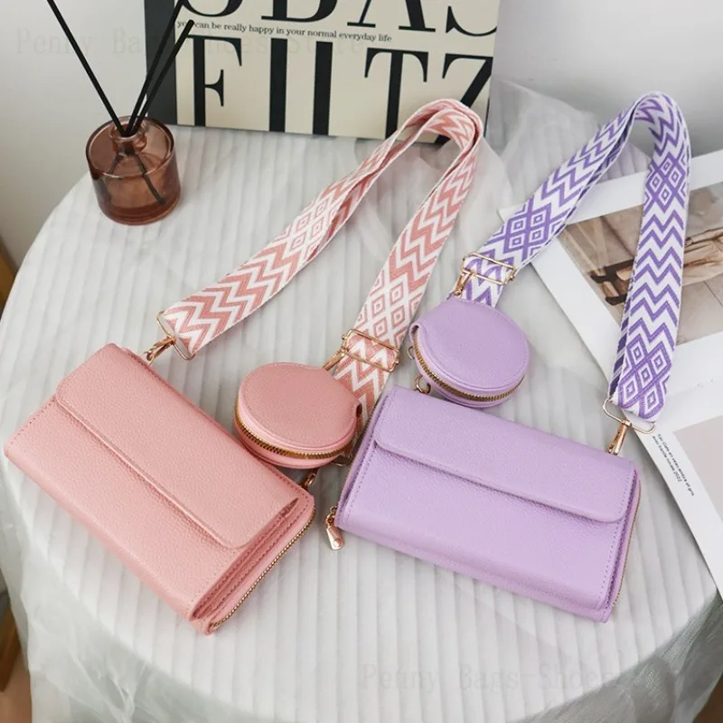 

2025 Popular Crossbody Mobile Phone Bag For Women Ins Design One-Shoulder Multifunction Wide Shoulder Strap Mother-Child Bag
