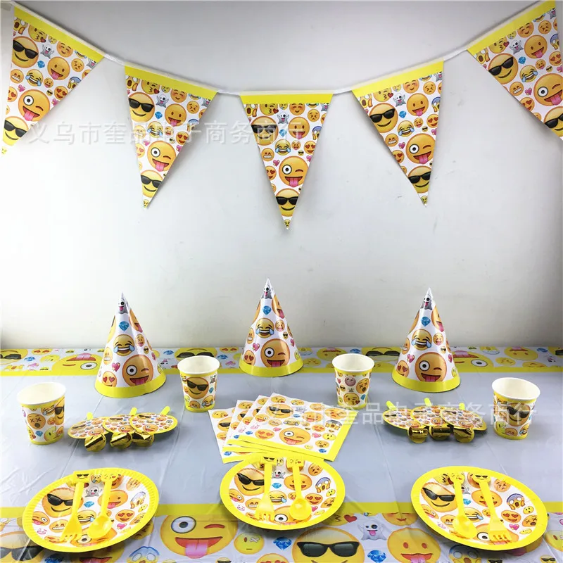 

Expression Party Supplies Disposable Tableware Paper Cups Plates Balloons Baby Shower For Kids Birthday Party Decoration