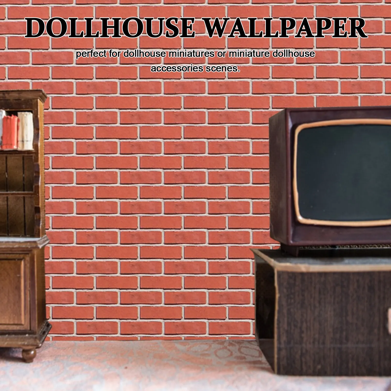 

4Pcs Miniature Brick Wallpaper Self Adhesive Peel Stick Wall Covering 28x21cm Brown for Kitchen Bedroom Retro Dollhouse Wall