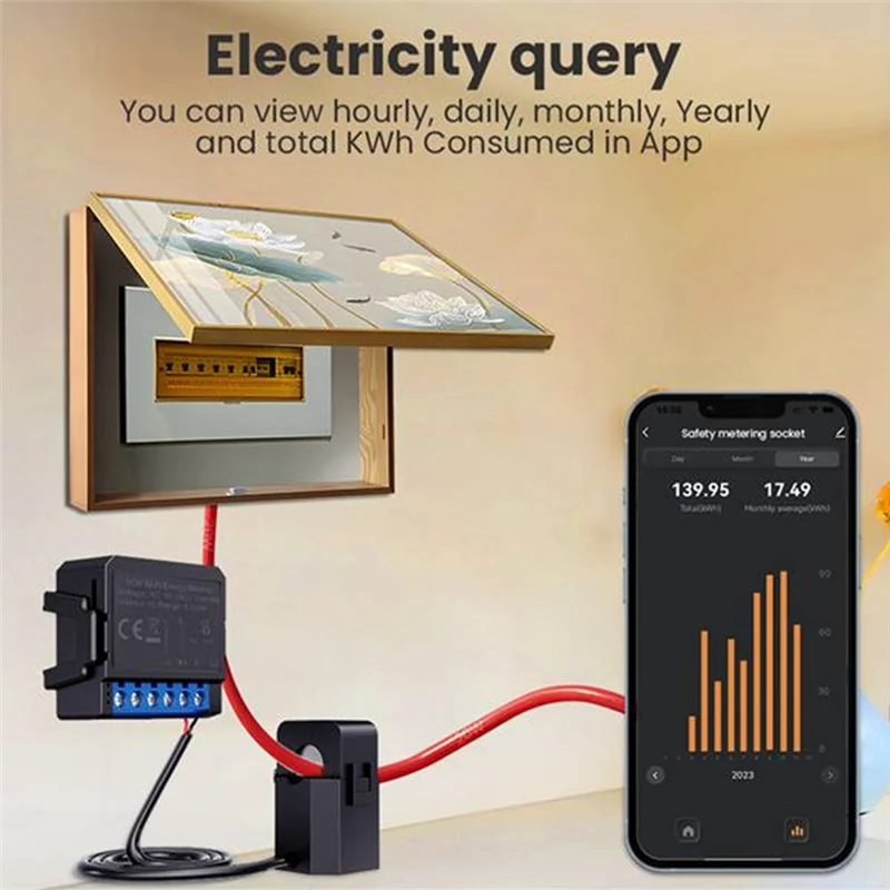 ABKO-Zigbee مقياس الطاقة الذكي كيلووات ساعة استهلاك إنتاج الطاقة ثنائي الاتجاه مراقبة متر 2 عصابة