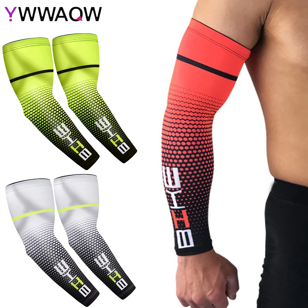 1 Paar Sport Arm Compressie Mouw Basketbal Fietsen Arm Warmer Zomer Hardlopen UV Bescherming Volleybal Zonnebrandcrème Bands