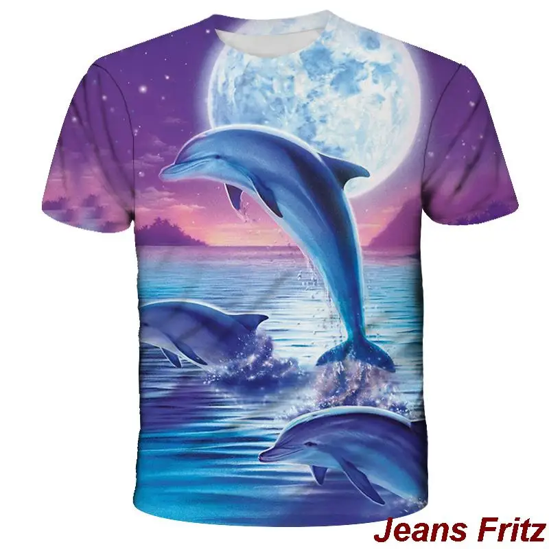 2023 Couple Hipster Tee Shirt dolphin 3D Printed Men tshirt Man Women Funny t shirts Homme Fashion Short Sleeve Hip Hop T-shirt