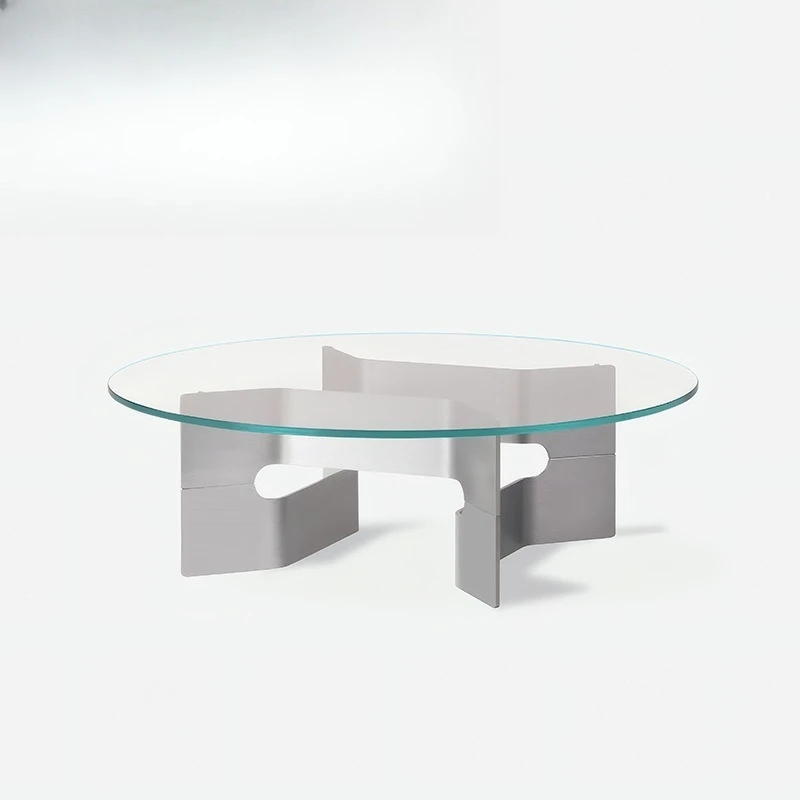 

Nordic modern style aluminum seat tempered glass countertop household model room coffee table coffee table