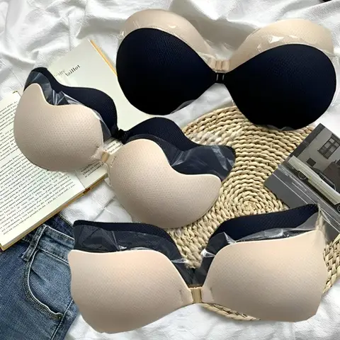 Women Sexy Invisible Strapless Adhesive Stick Bra Strapless Push Up Bras Backless Lingerie Seamless Silicone Bralette Underwear