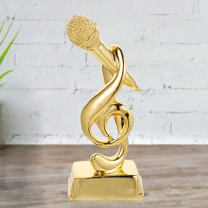 

Competition Microphone Trophy Desktop Children Trophy Decorative Note Microphone Delicate Singing Competition Trophy 2024