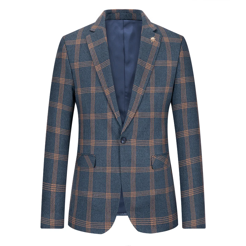 

Explosive Single Row Suit Buckle Main Push Plaid Men Business + Fashion + Leisure + Wedding Single Suit Slim Suit Jacket Men