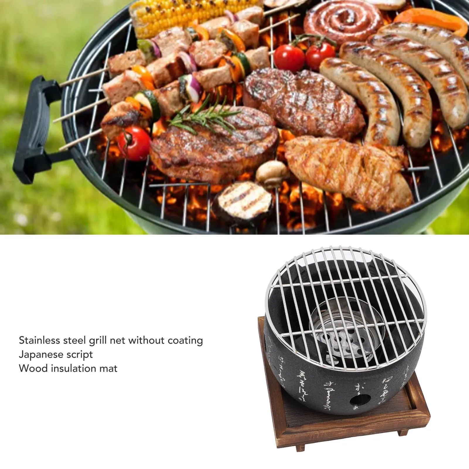 

Japanese Grill Mini Portable Japanese BBQ Grill Round Food Charcoal Stove Household Barbecue Tool Japanese Grill