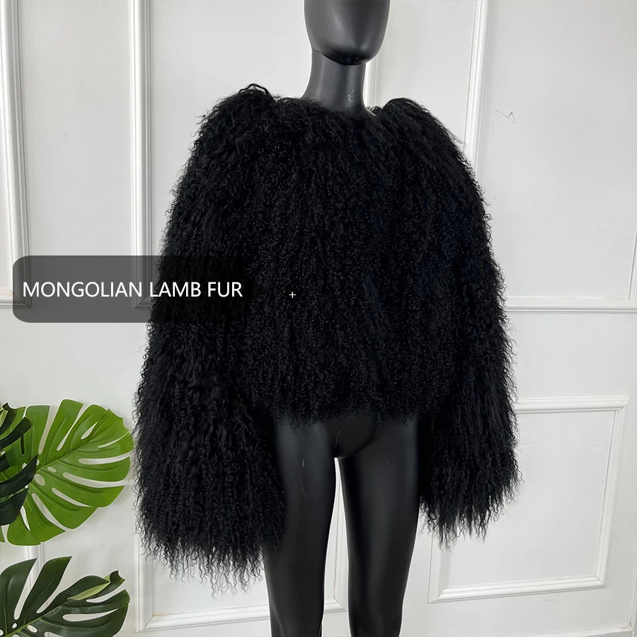 Real Sheepskin Coats Mongolian Lamb Fur Coat Women Natural Sheep Fur Jacket With Lapel Short Fur Outerwear