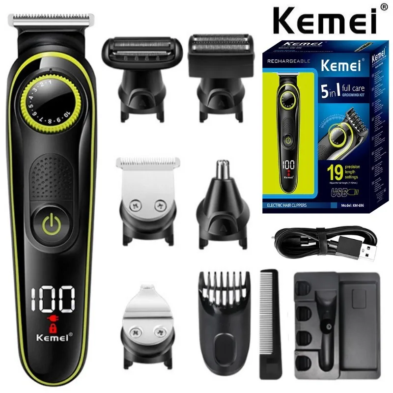 Kemei Elektrischer Haarschneider Multifunktionaler Herren-Trimmer Elektrischer Rasierer Herrenrasierer Nasenhaartrimmer KM-696 Haarschneidemaschine – Detail 1