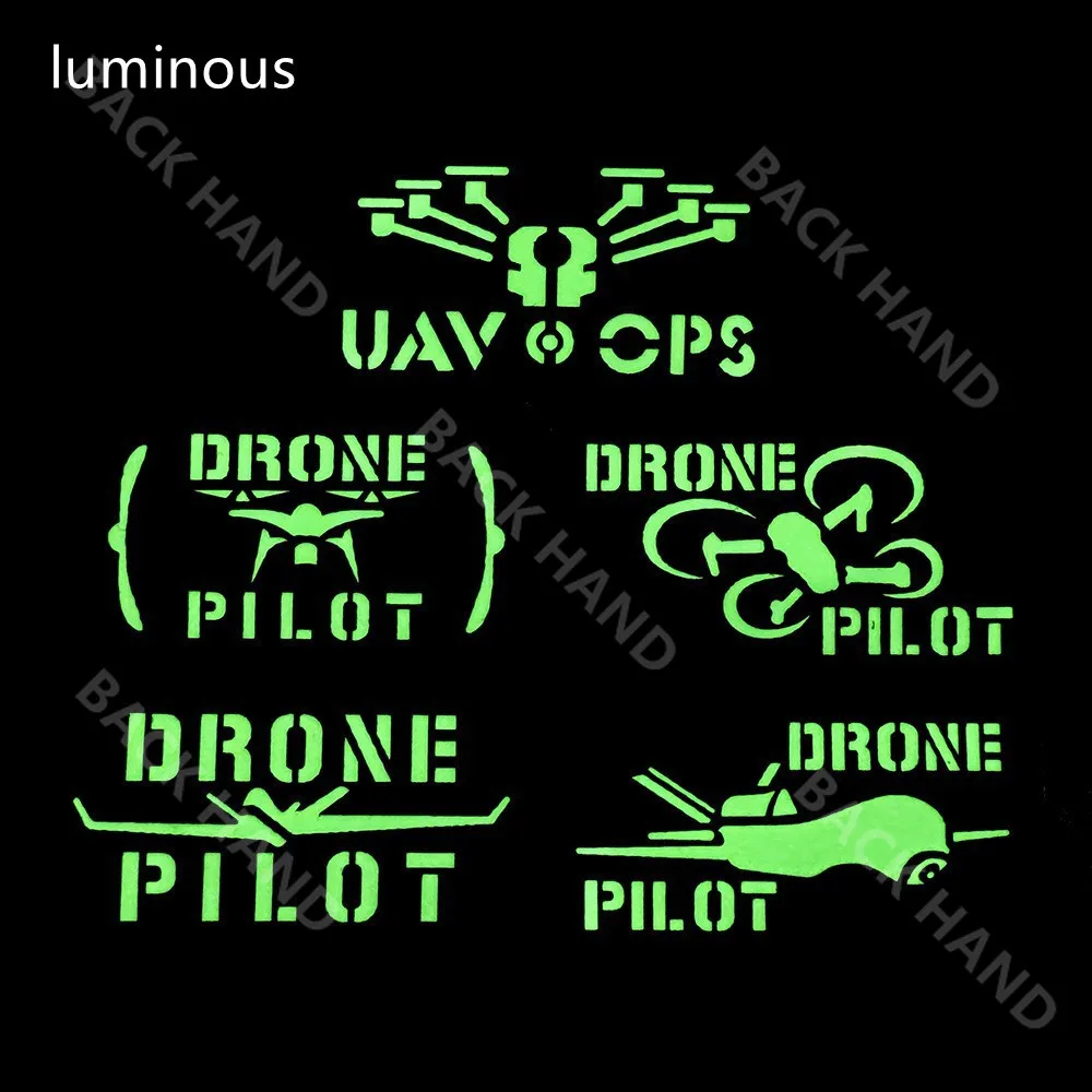 DRONE PILOT UAV OPS  Bubble Fish Luminous IR Reflective  Badge WARNING DRONES ZONE Military Fan Morale Armband Patches Hook&Loop