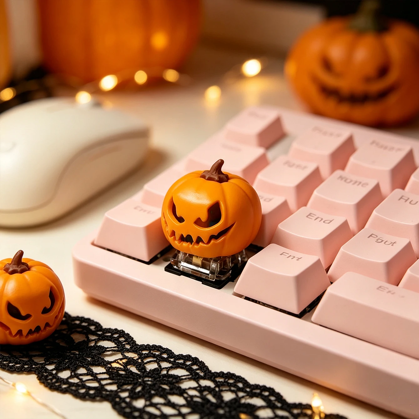 Pumpkin Halloween keycaps, personalized translucent cartoon mechanical keyboard keycaps