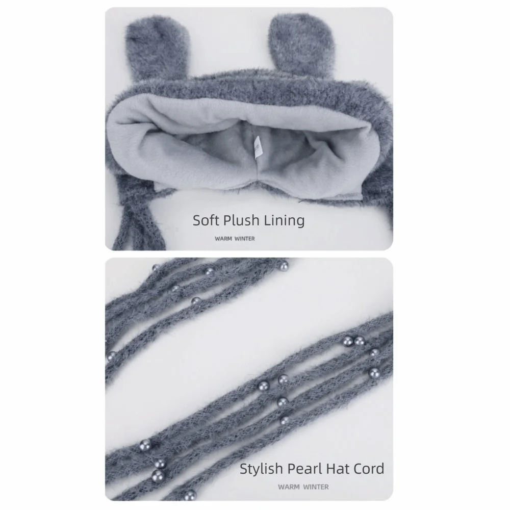 موضة شتاء دافئ واقي أذن قبعة لينة الباردة واقية أرنب الأذن البلوز قبعة رقيق آذان كبيرة يندبروف محبوك قبعة النساء #2