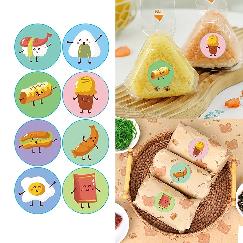 500pcs Round Rice Ball Packaging Bag Stickers Nori Seaweed Onigiri Bags Sticker Sushi Making Mold Tools Bento Accessories