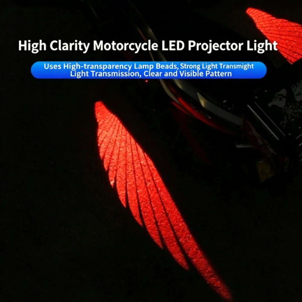 New Motorcycle Angel Wings Projection Light Universal LED Welcome Lamp Ground Atmosphere Light for Motorbike