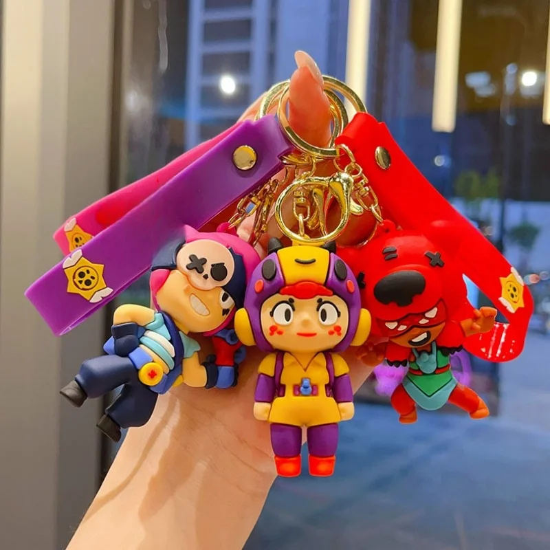 New Brawl Stars Creative Wilderness Battle 3D Stitch Doll Key Keychain Cute Nita Jie Xibeiya Car Keychain Pendant Christmas Gift