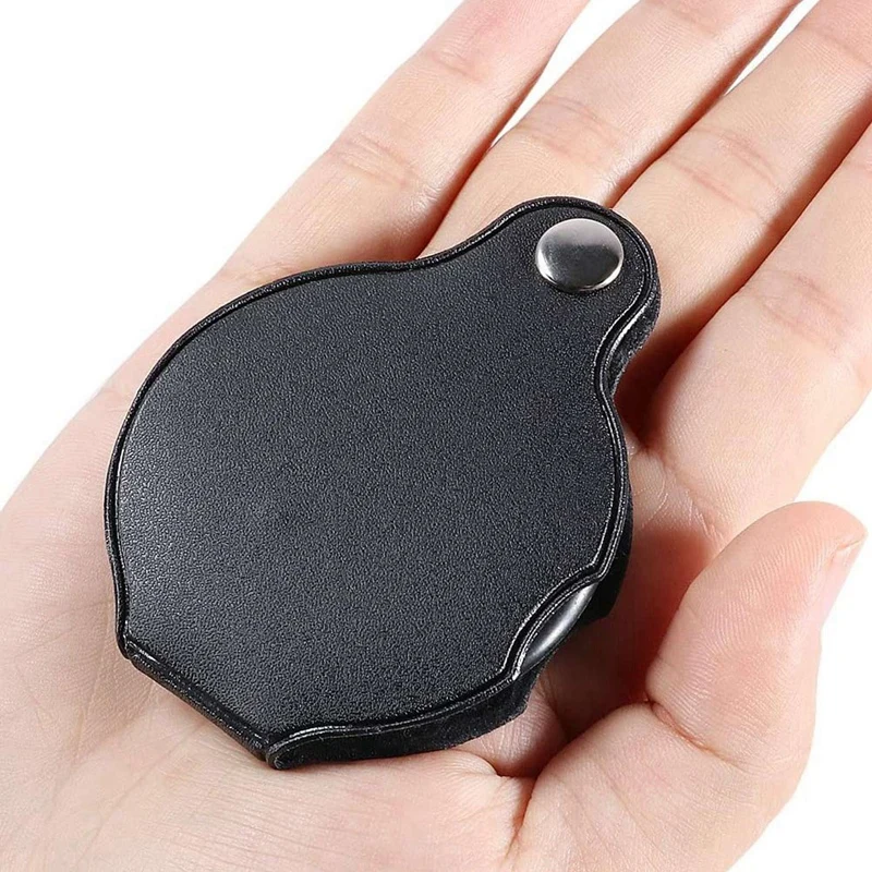 Loupe de poche pliante 2X, loupe de poche, grossissement 3X, étui en cuir pliant