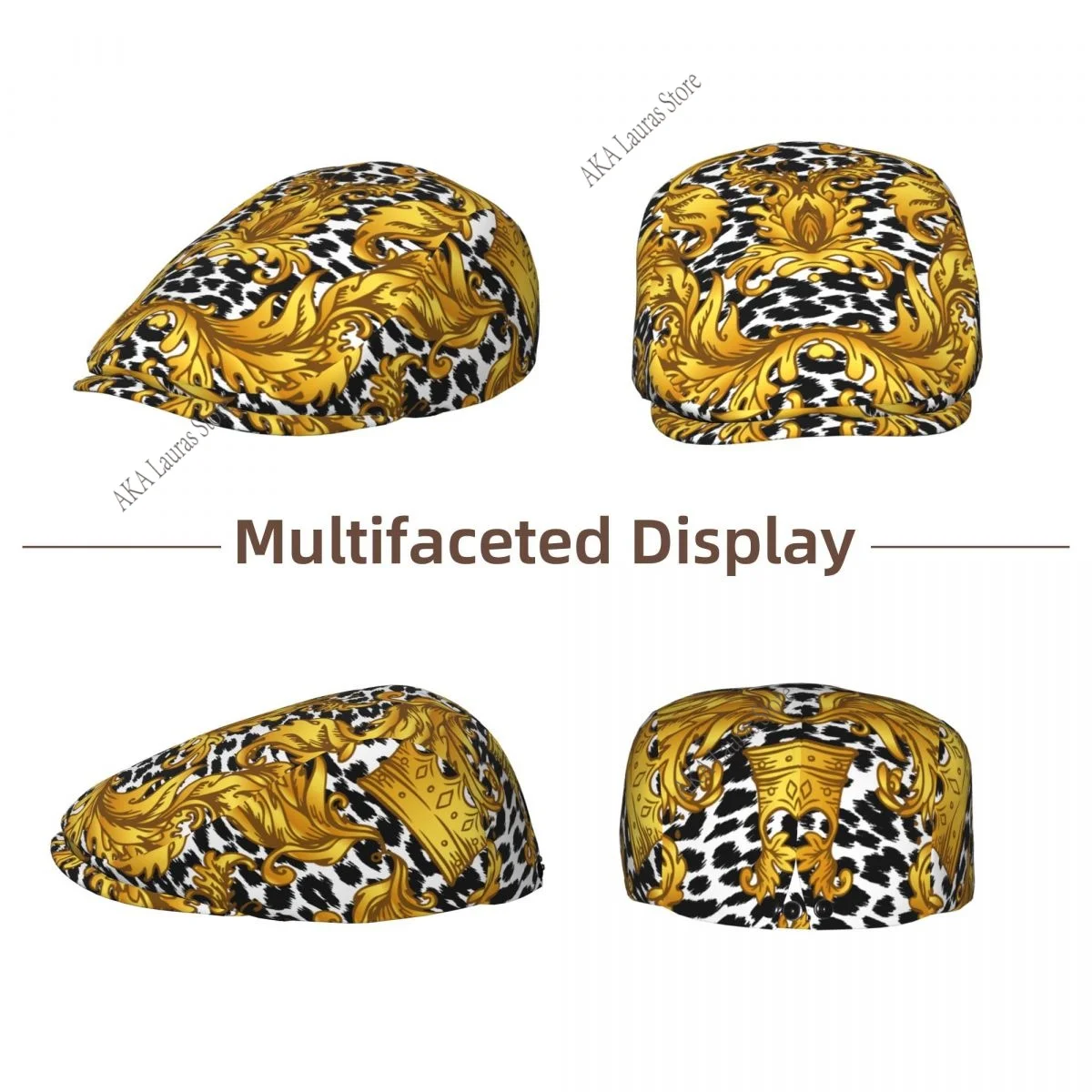 Newsboy Cap Baroque Golden Over Leopard Vintage Casual Cap Berets Visor Gatsby Flat Ivy Hat Elegant Men's Beret